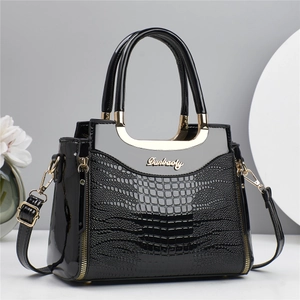 Women Handbag Crocodile Pattern Pu Leather Top Handle Crossbody Bag Structured Elegant Multi-Compartment Fashionable