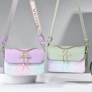 Summer square crossbody bag with swan buckle floral embossing and pearl charm detail