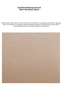 Detail of waterproof apricot cowhide leather with lychee texture for handbags