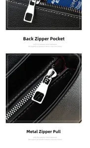 Close-up of black lychee grain leather handbag featuring a back zipper and silver metal slider