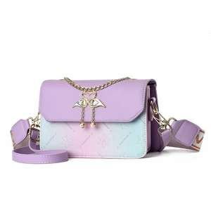 Chic gradient crossbody bag with swan pendant and dual straps for women's summer style