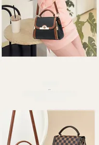 Close-up of contrast crossbody bags featuring lychee leather and vintage pattern textures