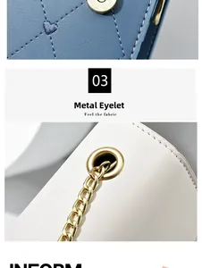 Details zur Herzsteppung und goldenen Ösen an blauen und beigen Schultertaschen