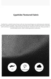 Detail of soft black litchi pattern cowhide leather with a high-quality textured finish