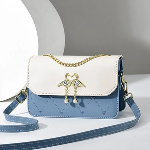 Damen Umhängetasche PU Leder Kleine Quadratische Farbblock Herzsteppung Schwanenschloss Künstliche Perle Strass Elegante Schultertasche