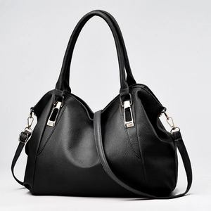 Women Handbag Large Capacity Litchi Grain PU Leather Shoulder Crossbody Bag With Detachable Strap For Daily Commuting