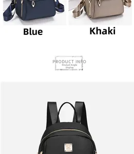 Détails de mini sacs à dos imperméables en bleu, kaki et noir avec logo métallique chic