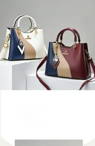 Détail du sac cabas multicolore avec pendentif papillon et plaque de logo en métal