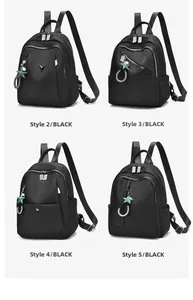 Comparison of four black waterproof nylon backpacks with decorative star charms