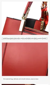Details von rotem Litschileder mit goldenen Beschlägen und verstärktem Griff der Handtasche