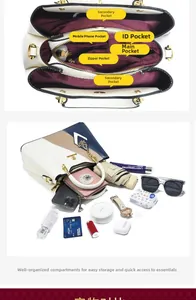 Vue détaillée de la structure intérieure multi-poches et grande capacité de ce sac à main