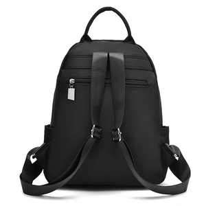 Black stylish women backpack with adjustable straps and anti-theft back zipper pocket