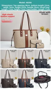Vues détaillées du sac cabas matelassé avec dimensions et options de couleurs variées