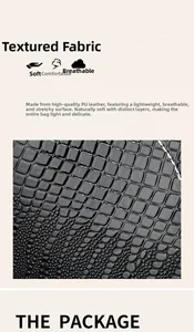 Gros plan sur la texture en cuir PU noir gaufré crocodile avec finition douce et brillante