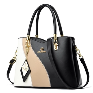 Women Handbag PU Leather Color Block Large Capacity Shoulder Crossbody Bag Elegant Fashion Tote With Butterfly Charm
