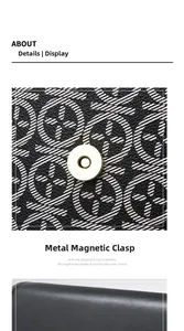 Detail of premium golden magnetic clasp and textured leather on a mini crossbody bag