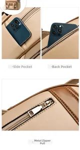 Détails des poches latérales du sac à dos et du compartiment arrière pour téléphone