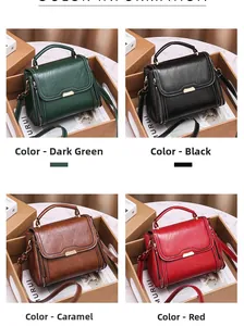 Collection de quatre sacs à main rétro en vert, noir, caramel et rouge élégant