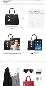 Medium size quilted handbag dimensions 30x13x22cm shown with iPad and magazine comparison