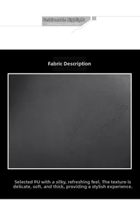 Detailed view of black PU leather fabric showing fine pebble grain texture and soft touch