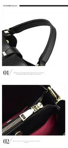 Detail of black lychee leather bucket bag showing golden zipper and soft handle