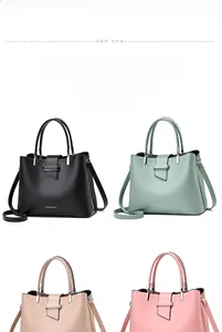 Detailed grid showing black, mint green, nude and pink faux leather crossbody bags