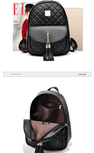 Vue macro de l'intérieur du sac à dos matelassé noir et affichage de capacité tablette