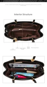 Detailed view of black quilted handbag interior compartments and large storage capacity