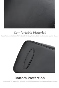 Detail of high-quality black PU leather texture and durable bottom stitching on women bag