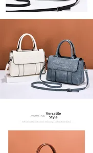 Detail of elegant crocodile-embossed leather flap on premium large capacity handbags