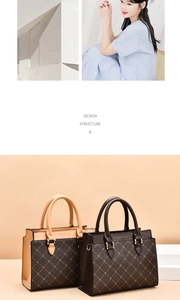 Detail view of vintage tote bags with rhombus pattern and dual handles for women