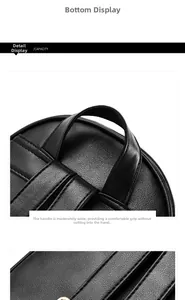 Détail du cuir à grain litchi et coutures renforcées sur la poignée du sac noir