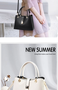 Detail of lychee pattern leather and gold hardware on black and beige handbags