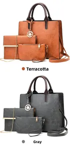 Detailansicht des 3-teiligen Taschen-Sets mit Tragetasche, Clutch und Ahornblatt-Anhänger