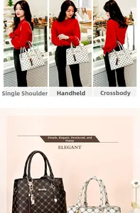 Close-up of elegant handbags with classic checkered patterns and tassel details