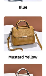 Close-up of crocodile pattern texture on vintage style large capacity handbag for women