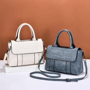 Chic stone-textured large capacity handbags in beige and blue with top handle
