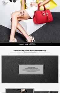 Close-up of red PU leather bag with lychee texture and golden teardrop lock detail