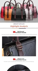 Close-up of litchi texture synthetic leather and reinforced hardware on a handbag