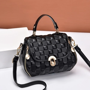Borsa A Tracolla Da Donna In Pelle PU Con Rilievo A Quadρι Con Chiusura Dorata E Manico Superiore Moda Urbana Elegante