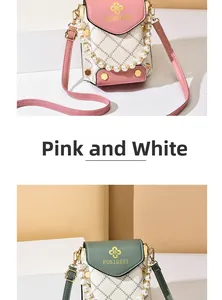 Détails de sacs à bandoulière matelassés avec poignées en perles et design bicolore