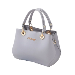 Elegant light grey bridal handbag for wedding with premium leather and gold hardware