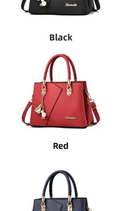 Detailed comparison of lychee texture handbags in black, red, and navy blue leather