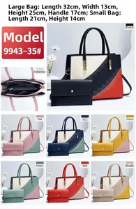 Detailed view of 2-piece tote bag set dimensions and internal multi-pocket structure