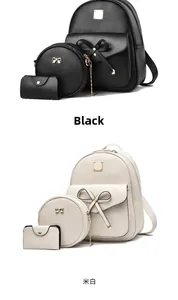Ensemble détaillé de trois sacs à dos avec un nœud doré élégant et une texture grainée
