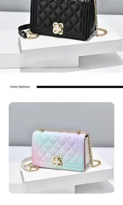 Quilted crossbody bag color selection featuring black and purple gradient styles
