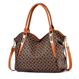 Borsa classica marrone scuro con stampa floreale, cinturini in pelle e dettagli oro