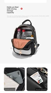 Vue intérieure du mini sac à dos bicolore montrant sa grande capacité pour les essentiels
