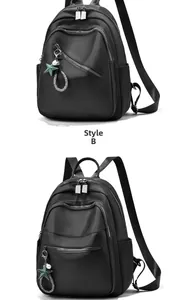 Détail du sac à dos en nylon noir Style B avec fermetures éclair et breloque étoile