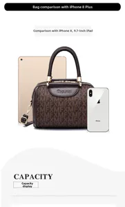 Confronto dimensioni borsa Boston marrone con iPad da 9,7 pollici e smartphone capiente